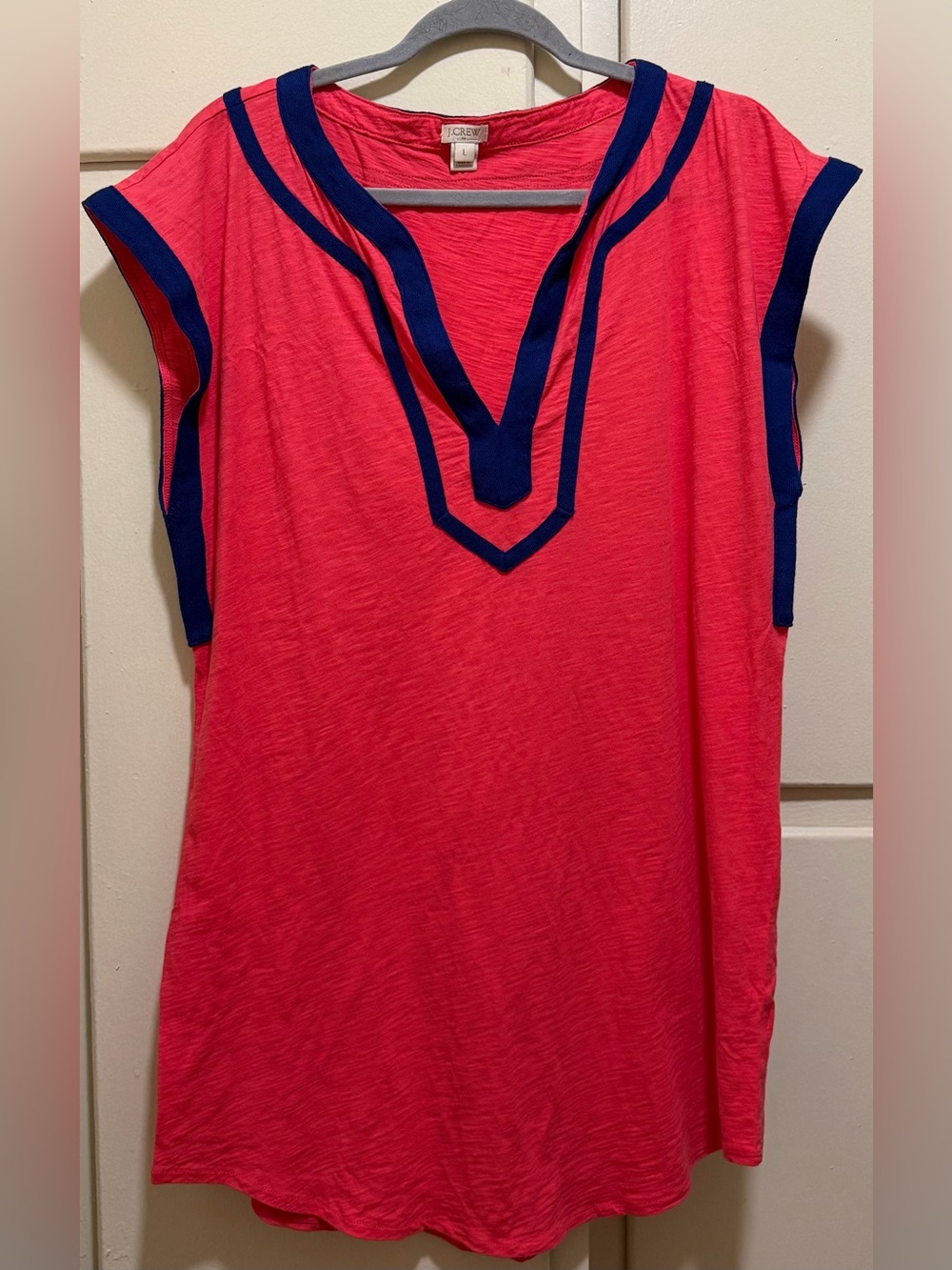 J. Crew red Tunic with Navy Trim